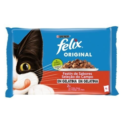 ALIM GATO HUM FELIX ORIGINAL FRANGO&VACA 4X85GR