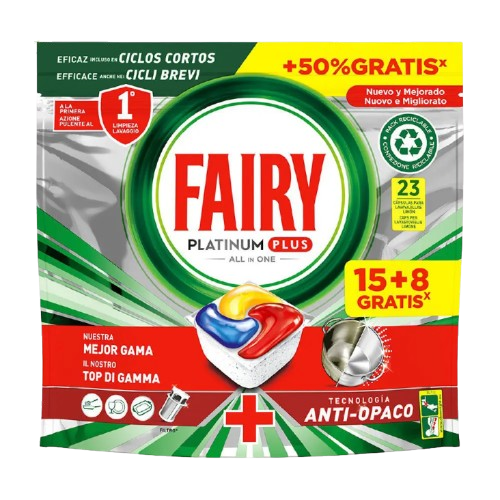 DETERGENTE MÁQUINA LOIÇA FAIRY PLATIN 15+8 23D