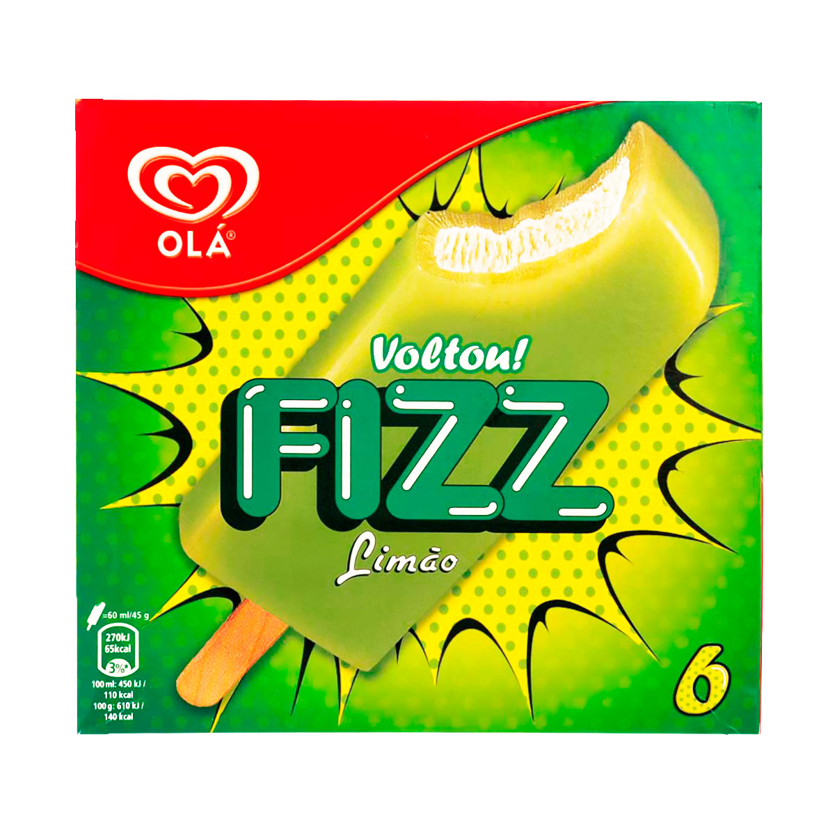 GELADO FIZZ LIMÃO 6X60ML OLÁ