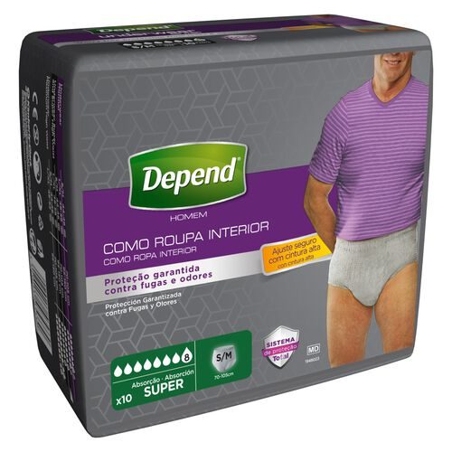 CUECA DEPEND HS HOMEM S/M 10U