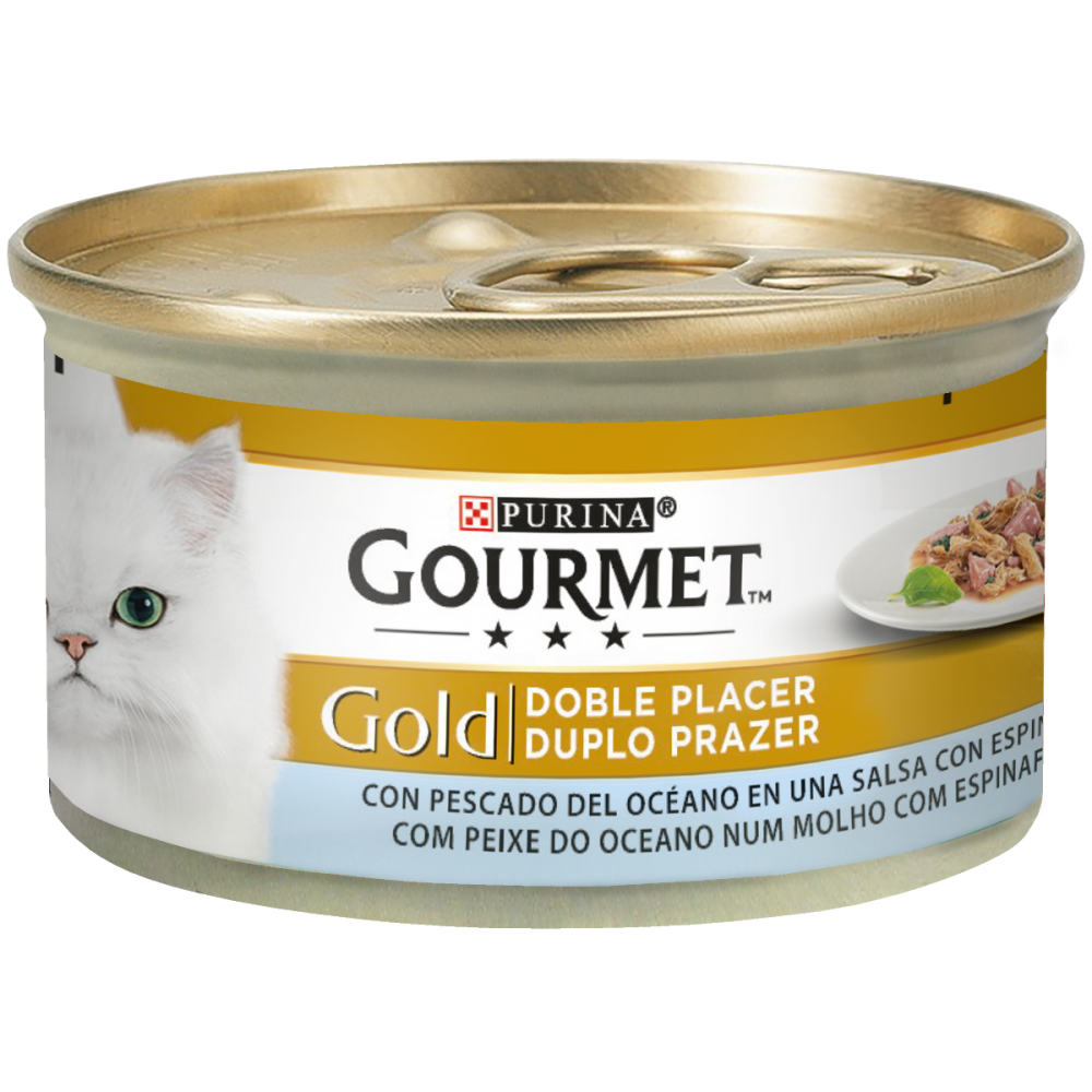 ALIM GATO GOURMET GOLD PEIXE DO OCEANO MOLHO COM ESPINAFRES 85GR