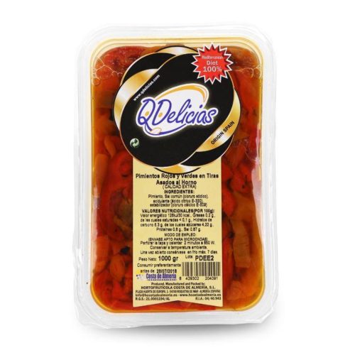 PIMENTO VERMELHO E VERDE ASSADO TIRAS QDELICIAS 350G