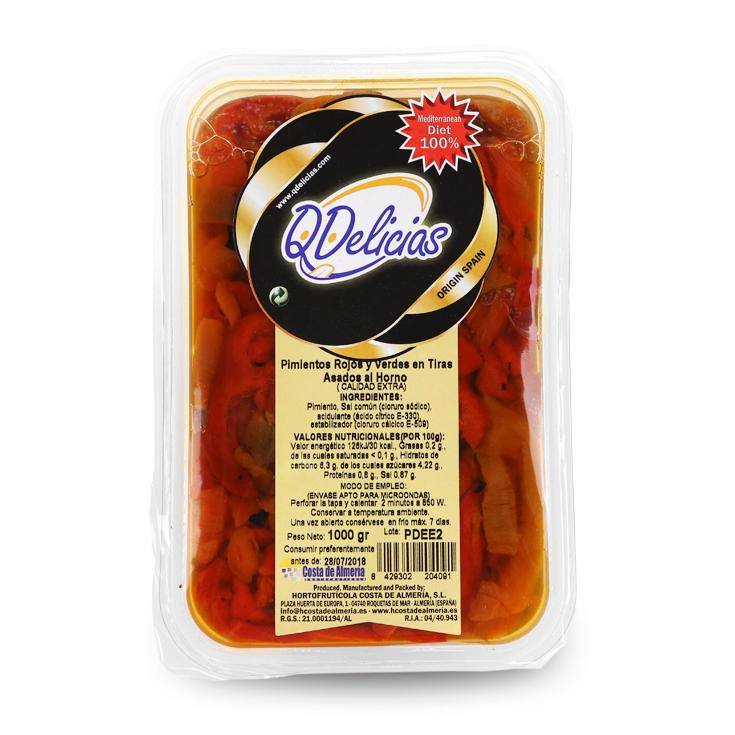 PIMENTO VERMELHO E VERDE ASSADO TIRAS QDELICIAS 350G