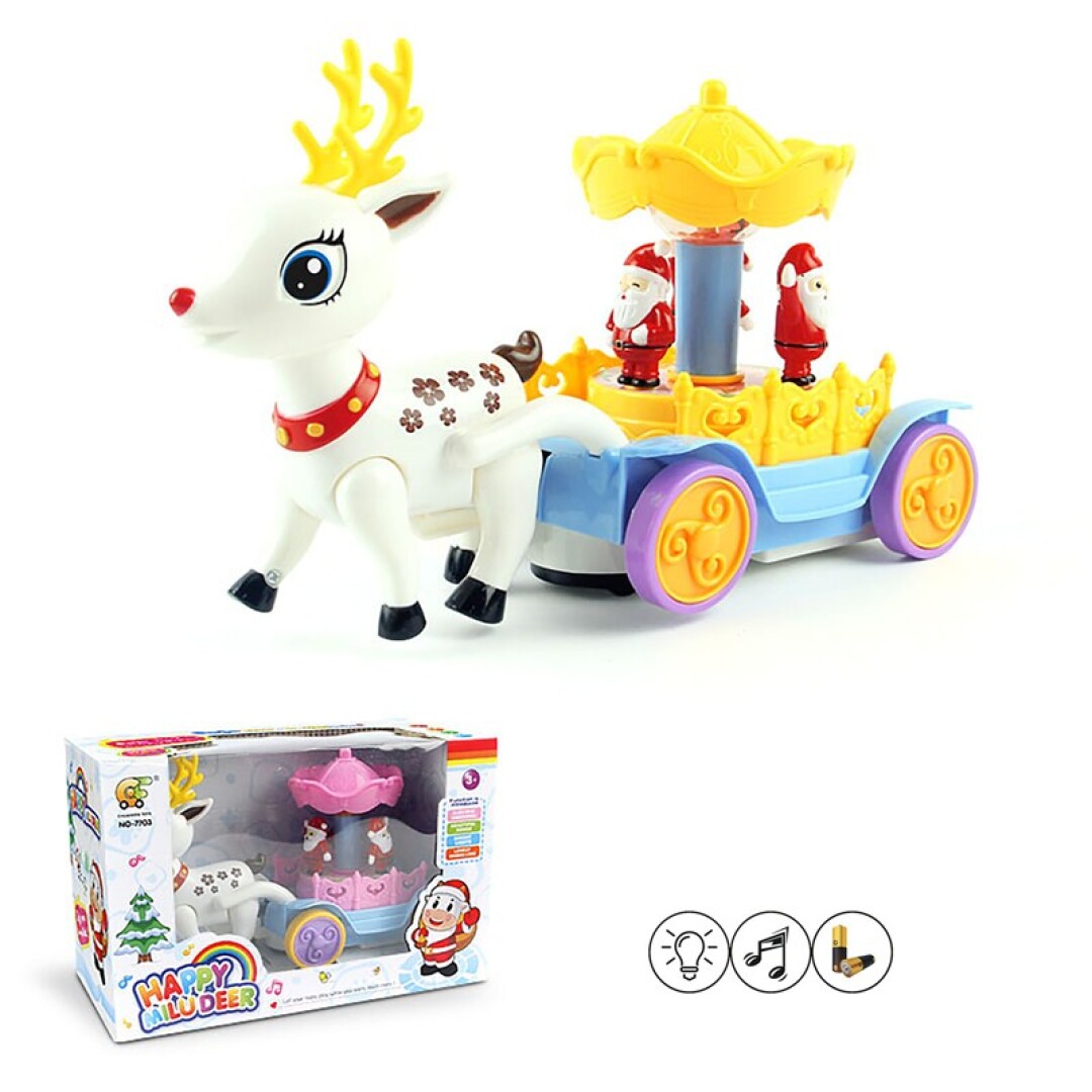 RENA DE NATAL C/TRENÓ A PILHAS JA45762