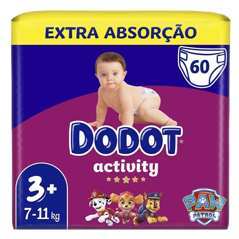 FRALDA EXTRA T3+ 7-11KG DODOT ACTIVITY 60UN