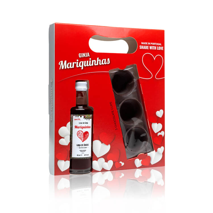 LICOR GINJA OBIDOS MARIQUINHAS CONJUNTO LOVE IN BOX 4CL + 3COPOS