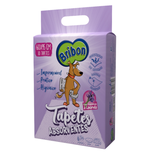 TAPETES ABSORVENTS P/ CÃO C/ LAVANDA 60X45CM BRIBON 10UN