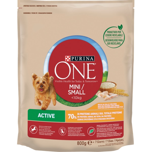 ALIMENTO SECO CÃO MINI <10 FRANGO PURINA ONE 800GR