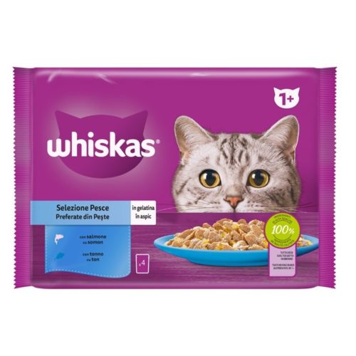 ALIMENTO HÚMIDO P/ GATO WHISKAS SELEÇÃO DE PEIXE 4X85GR