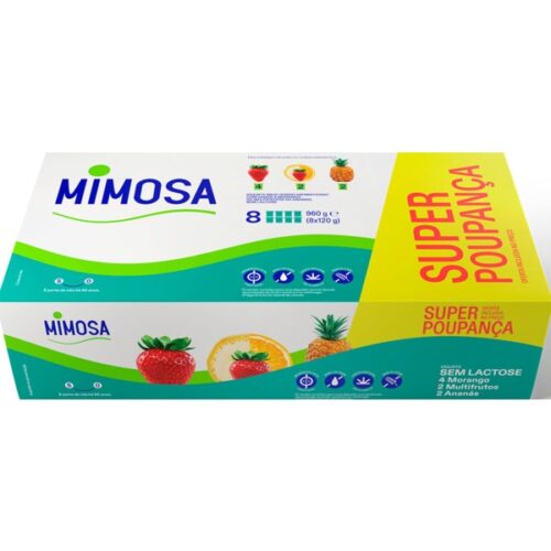 IOGURTE S/LACTOSE MORANGO, ANANÁS E MULTIFRUTOS MIMOSA 8X120GR