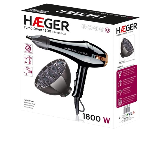 SECADOR CABELO 1800W HAEGER TURBO DRYER