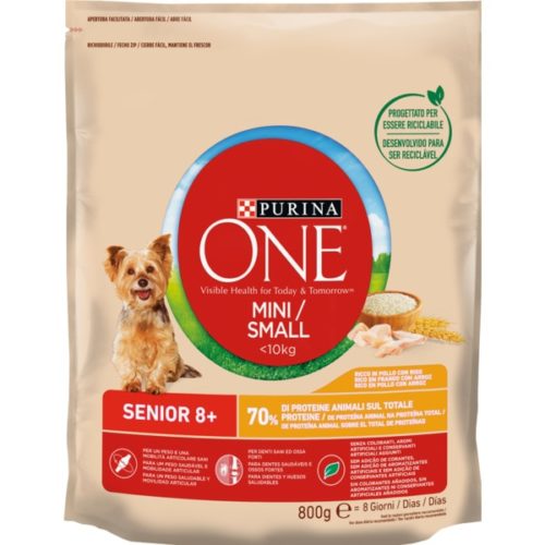 ALIM CÃO PURINA ONE MINI <10 FRANGO SENIOR 8+ 800GR