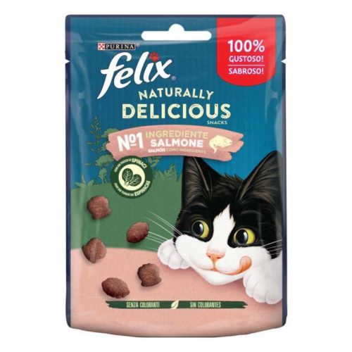 SNACK GATO FELIX DELICIOUS SALMÃO ESPINAFRES 50GR