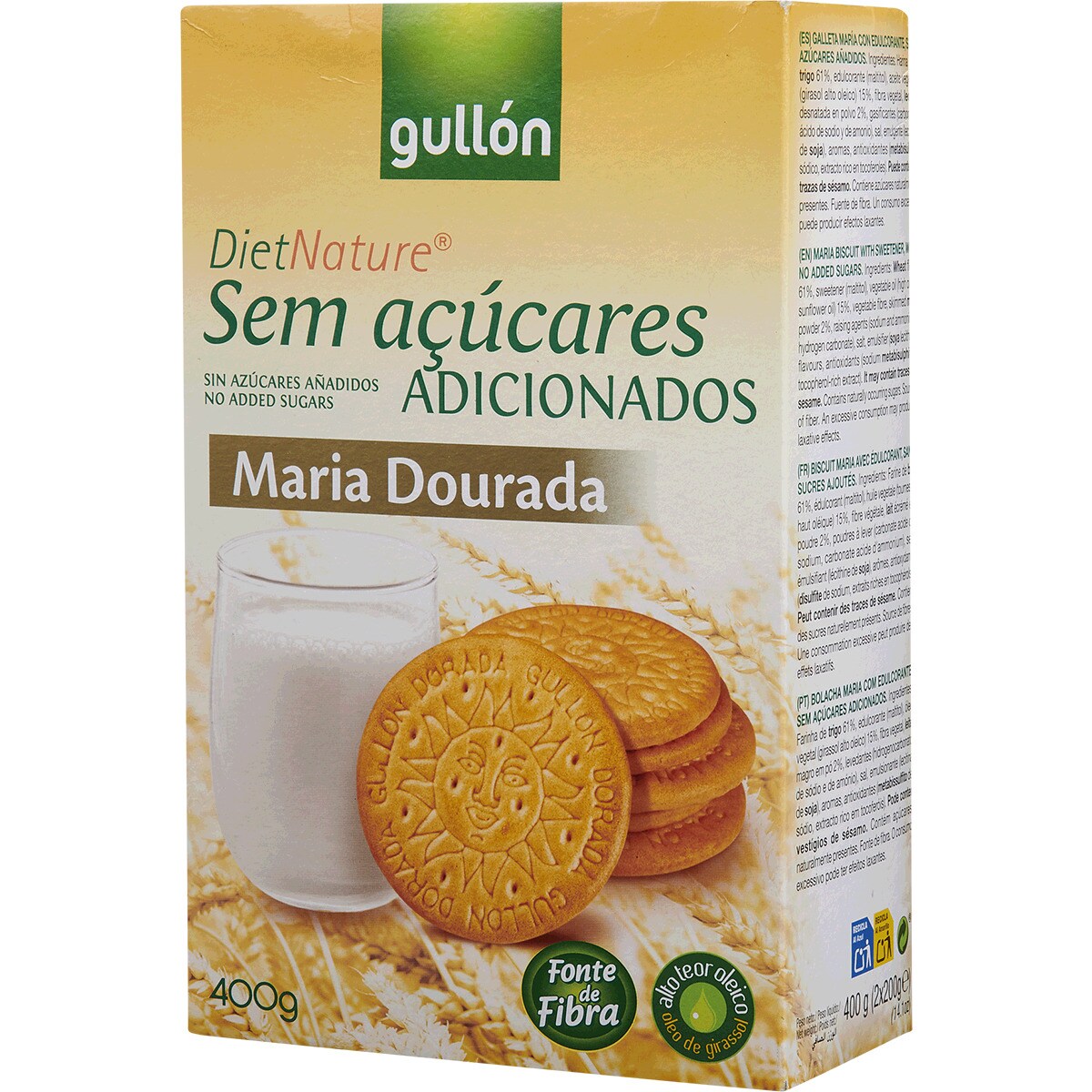 BOLACHA MARIA DORADA GULLON ZERO AÇU 400G