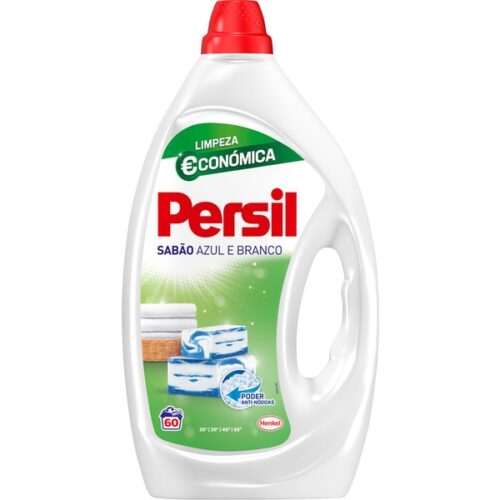DETERGENTE LÍQUIDO MÁQUINA ROUPA AZUL E BRANCO PERSIL 60D