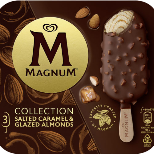 GELADO MAGNUM CARAMELO SALGADO E AMENDOAS 3X90ML