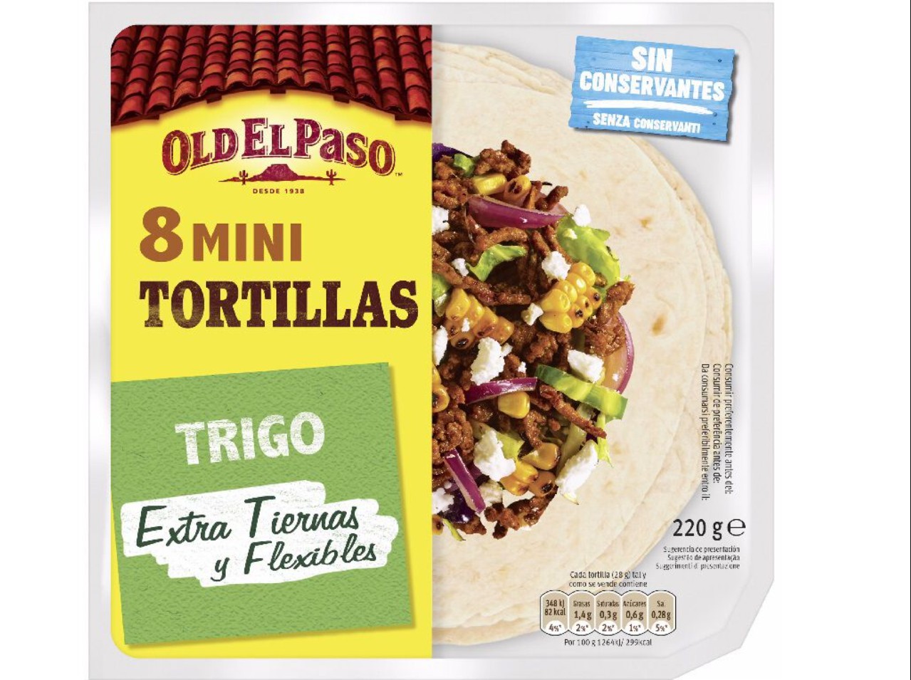 TORTILHAS TRIGO MINI OLD EL PASO 220GR 8UN