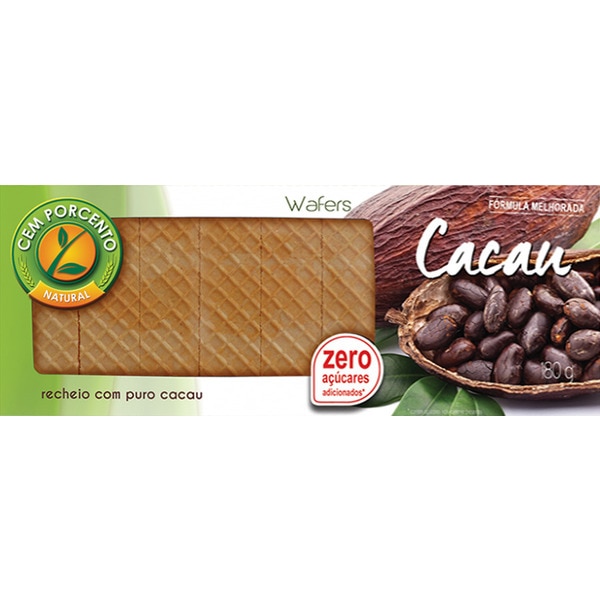 BOLACHA WAFERS CHOCOLATE CEM PORCENTO 180GR