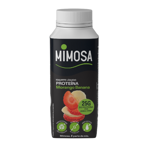 IOGURTE LÍQUIDO PROTEICO MORANGO E BANANA MIMOSA 250ML