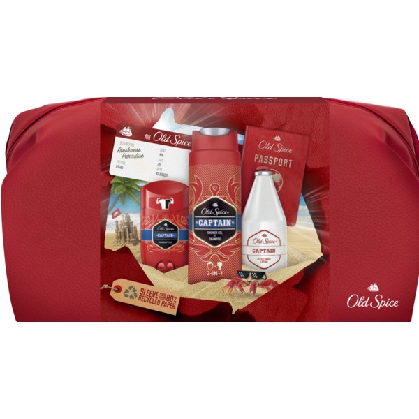 CONJUNTO CAPTAIN OLD SPICE (DESODORIZANTE STICK + AFTER SHAVE + GEL + BOLSA)