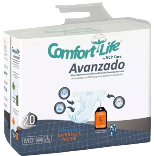 FRALDA INCONTINENCIA GRANDE L 8 GOTAS COMFORT LIFE 20UN