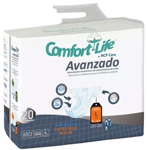 FRALDA INCONTINENCIA GRANDE L 8 GOTAS COMFORT LIFE 20UN