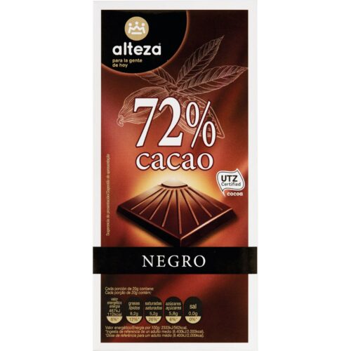 CHOCOLATE NEGRO 72% CACAU ALTEZA 100GR