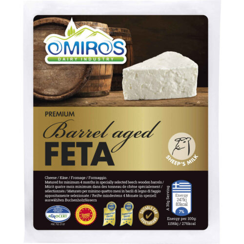 QUEIJO FETA DOP ENVELHECIDO EM BARRIL PREMIUM OMIROS 150GR