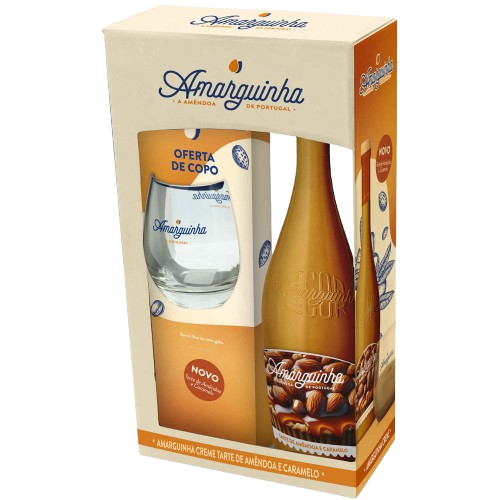 LICOR AMÊNDOA AMARGA AMARGUINHA TARTE DE AMÊNDOA E CARAMELO 70CL + COPO