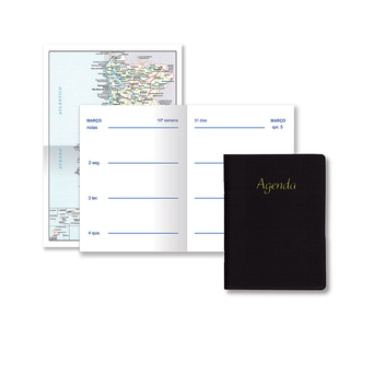 AGENDA PEQUENA PLASTICA FSC MIX 7X10CM SEMANAL PRETO 2026