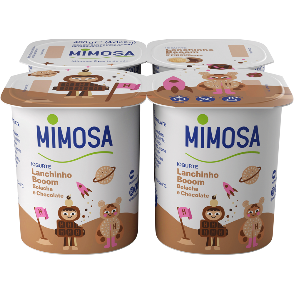 IOGURTE SÓLIDO LANCHINHO BOM BOLACHA E CHOCOLATE MIMOSA 4X120GR