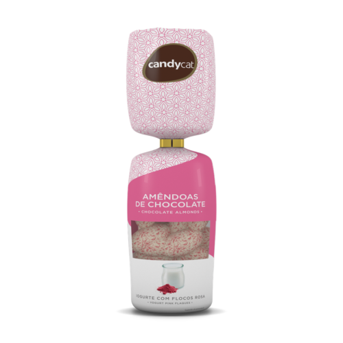 AMÊNDOAS CHOCOLATE PREMIUM IOGURTE COM FLOCOS ROSA CANDYCAT 150GR