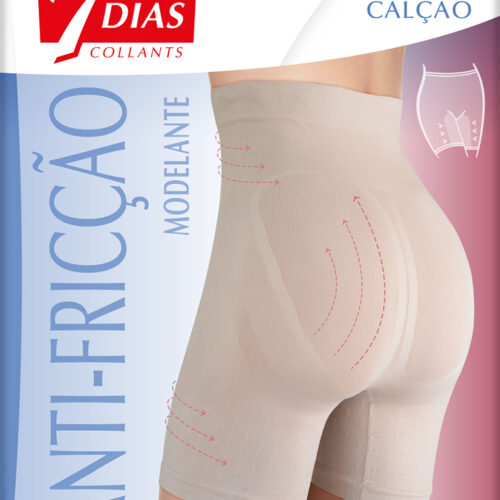 CALÇÃO MODELANTE ANTI FRICÇÃO BEGE S/M 7DIAS