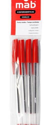 ESFEROGRÁFICAS MAB CRISTAL VERMELHO 4UN