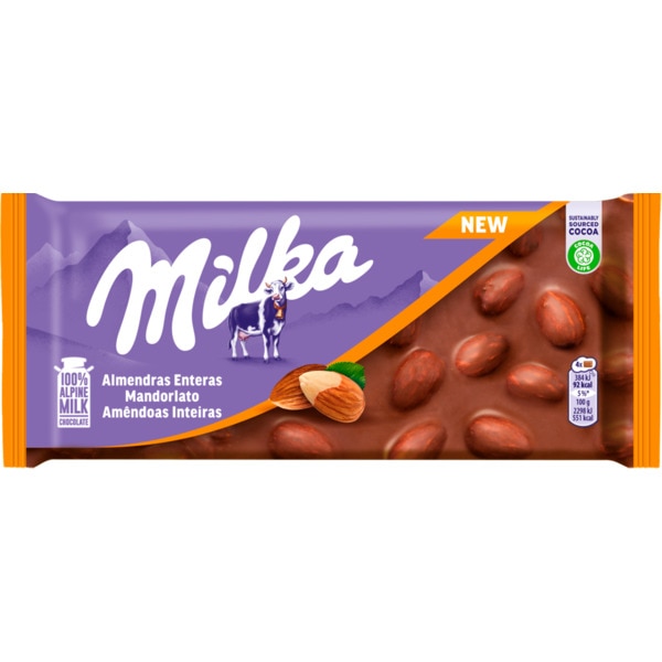 TABLETE CHOCOLATE MILKA AMÊNDOAS INTEIRAS 100GR