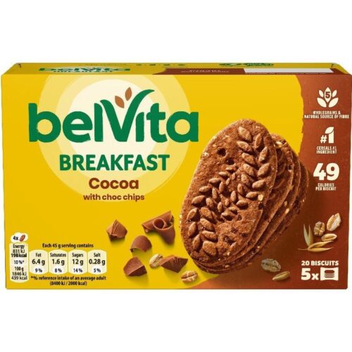 BOLACHA CACAU C/ PEPITAS BELVITA 225GR
