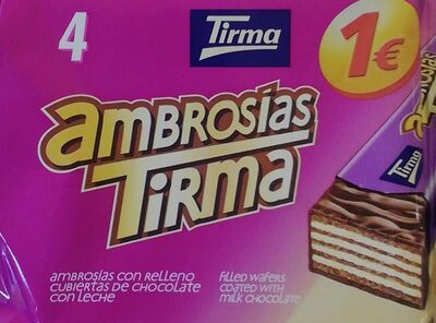 WAFER COBERTAS CHOCOLATE LEITE TRADICIONAL AMBROSIAS TIRMA  86GR