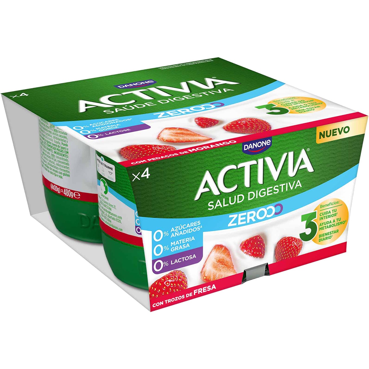 IOGURTE PEDAÇOS 0% MORANGO ACTIVIA 4X115GR