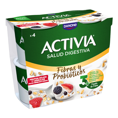 IOGURTE FRUTOS SILVESTRES /VERMELHOS E CEREAIS FIBRAS ACTIVIA 4X115GR