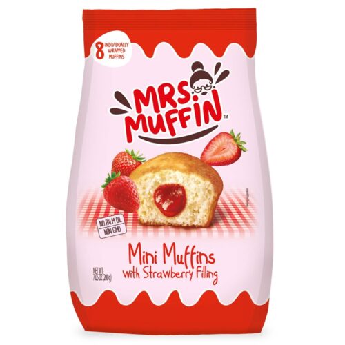 BOLO MINI MUFFINS RECHEIO MORANGO MRS MUFFIN 200GR