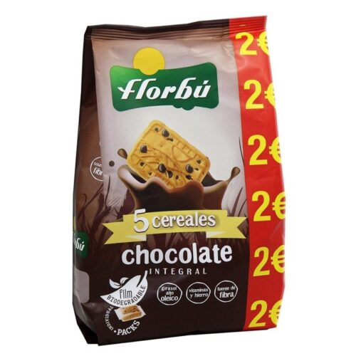 BOLACHA INTEGRAL C/ CHOCOLATE E 5 CEREAIS FLORBÚ 305GR