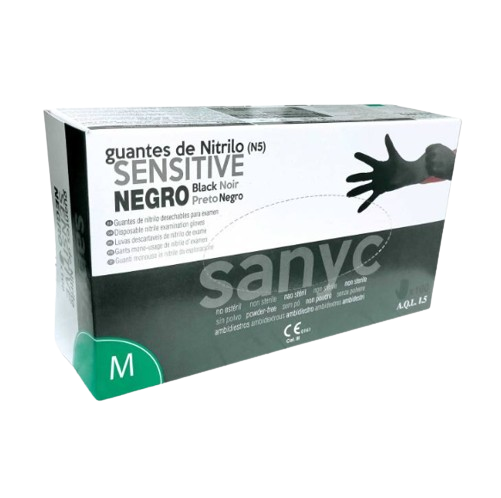 LUVAS NITRILO SENSITIVE PRETO M SANYC 100U