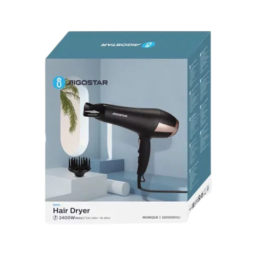 SECADOR CABELO IÓNICO 2400W PRETO AIGOSTAR