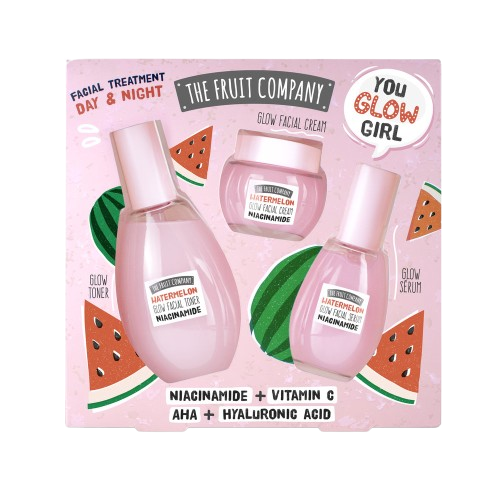 CONJUNTO TRATAMENTO FACIAL GLOW UP TÓNICO + CREME + SÉRUM THE FRUIT COMPANY