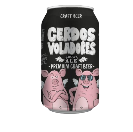 CERVEJA CERDOS VOLADORES BROWN ALE LATA 33CL