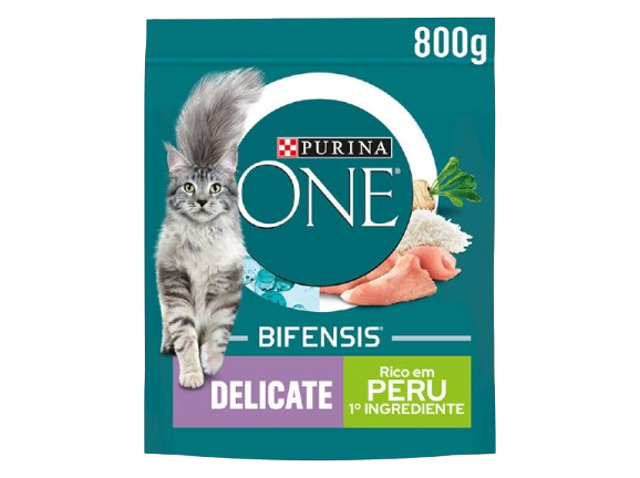 ALIMENTO SECO GATO PERU E ARROZ PURINA ONE DELICATE 800GR