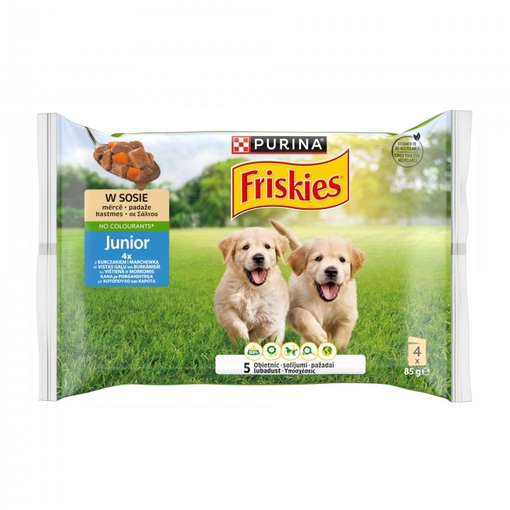 ALIMENTO HÚMIDO CÃO JUNIOR FRANGO FRISKIES 4X85GR
