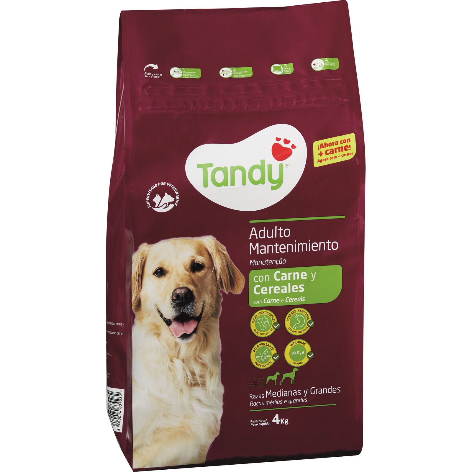ALIMENTO CÃO SECO CARNE E CEREAIS TANDY 4KG