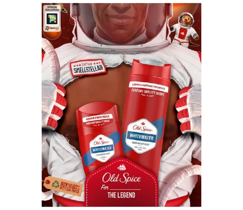 CONJUNTO WHITEWATER OLD SPICE 2PCS (GEL DE BANHO / CHAMPÔ + DESODORIZANTES SPRAY )