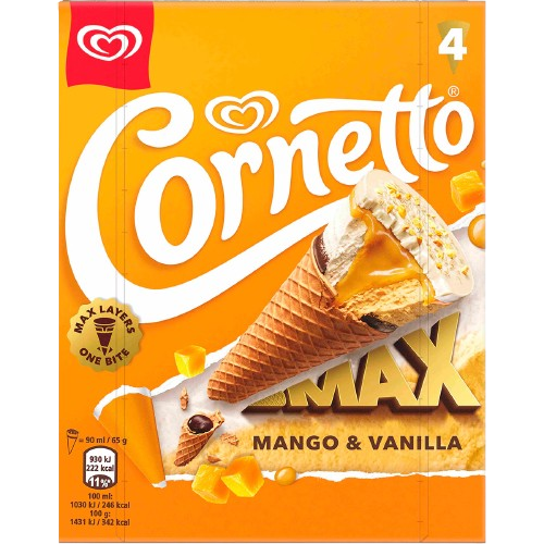 GELADO CORNETTO MANGA & BAUNILHA 4X90ML